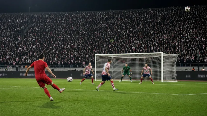 Un jugador de España remata a la escuadra en el estadio de Split