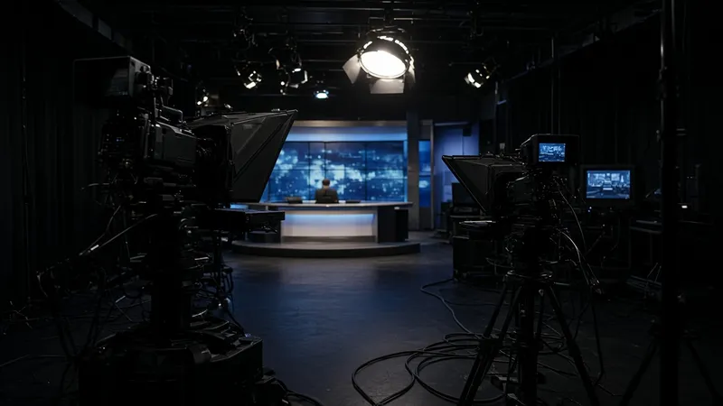 Plató de televisión durante un programa nocturno en directo