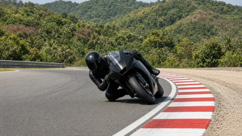 Una MotoGP tumbada en una curva del circuito de Mandalika