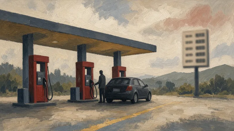 Ilustración: estación de servicio con coche repostando